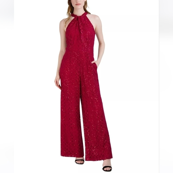 Julia Jordan Women´s RedSequin Lace halter Neck...